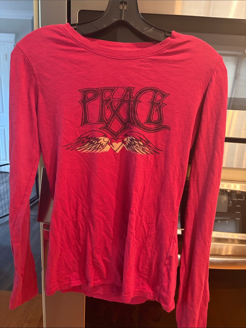 Lucky Brand Girls' Hot Pink Long Sleeve 'Peace' Wing Graphic Tee